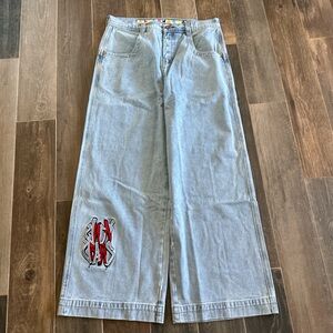JNCO Light Blue Relaxed Men Jeans with Red Logo